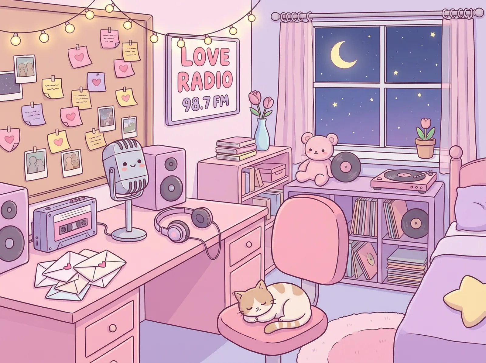 海角网 恋爱电台 - 复古风格的粉色录音室